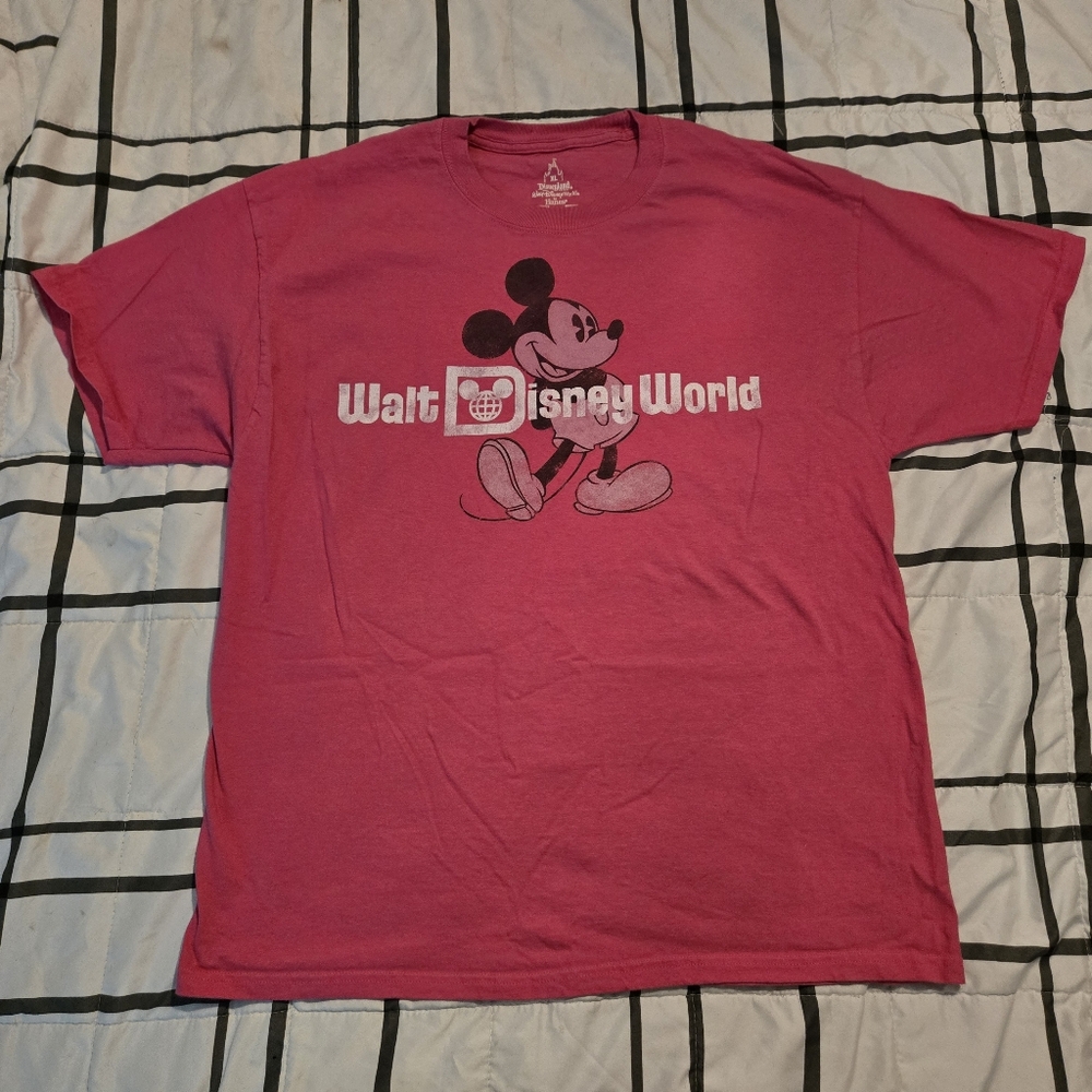 Walt Disney World WDW Mickey Mouse Pink Graphic T-Shirt Unisex XL Disneyland